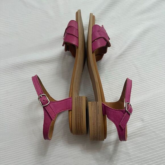 Naguisa Verde Fucsia Leather Sandals Size 38 US 8 - Picture 4 of 7